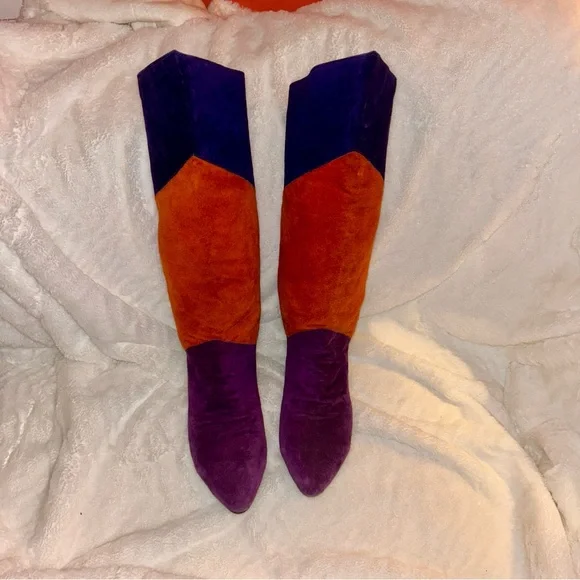Colorful Suede Patchwork Boots - Picture 2 of 7